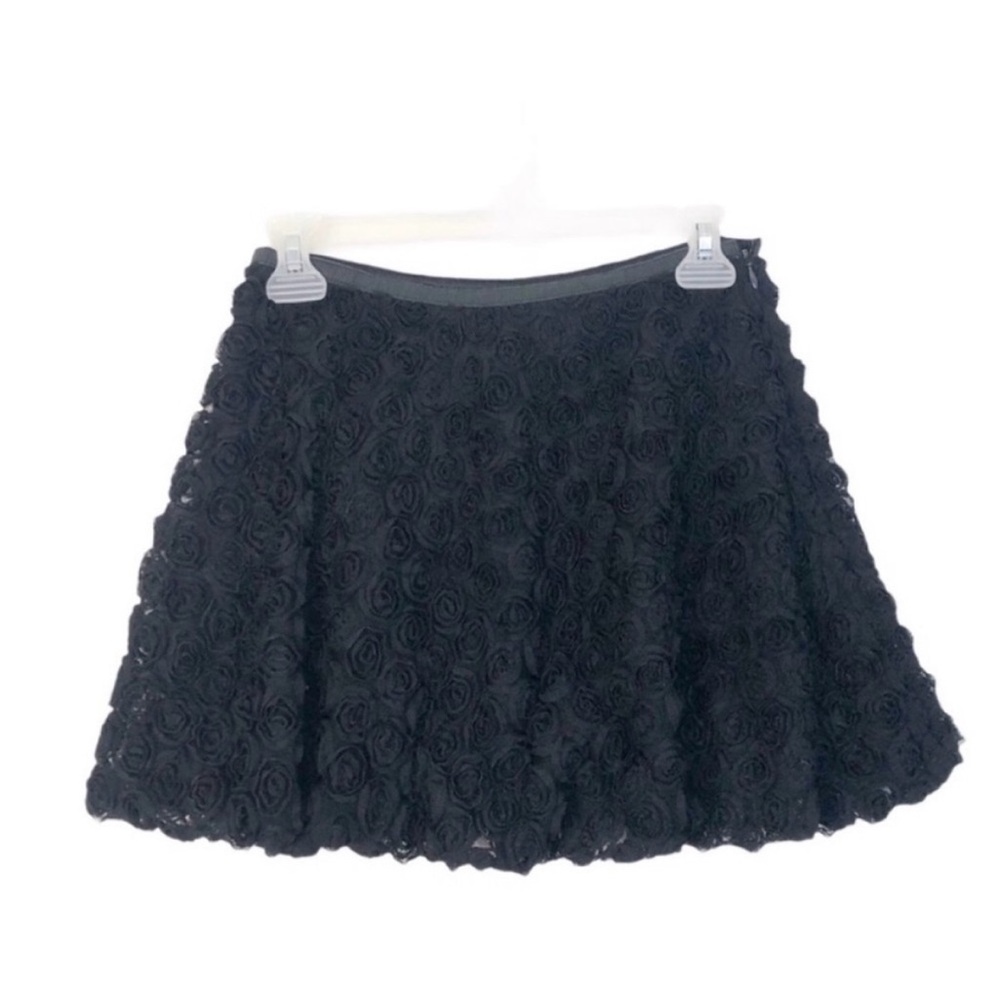 Tara Jarmon Black Rose Floral Mini Skirt